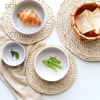 DOMINIQUE Round Table Mat Woven Tea Cup Table Placemats Heat Insulation Pad Mug Coaster Thickened Casserole Pad Natural Corn Dining Pot Holder
