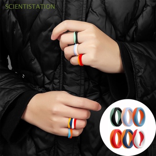 científico moda mujeres anillos estilo deportivo doble color anillo de silicona pareja anillo de 5,7 mm de ancho 2 mm espesor transpirable goma bandas de boda/multicolor