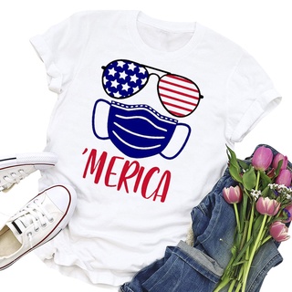 ❀ifashion1❀Independence Day MERICA Mask T-shirt