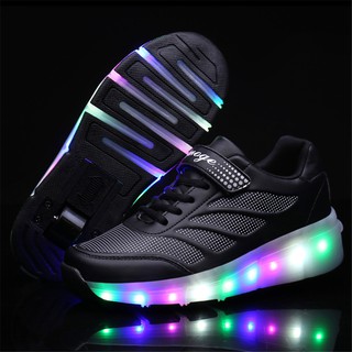 2020 niñas niños luz LED rueda zapatos rodillo zapatos de juego negro