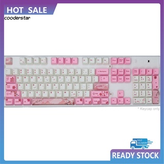 cood- 104 teclas pbt rosa sakura patrón teclas de repuesto conjunto de teclado accesorio