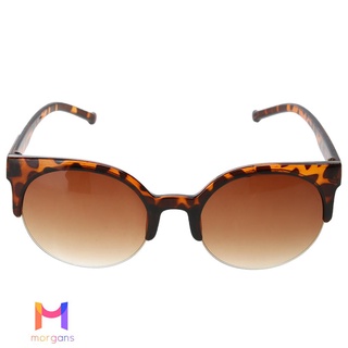 Zm/gafas de sol redondas de medio marco de plástico (Leopard Print Double Tawny Lens)