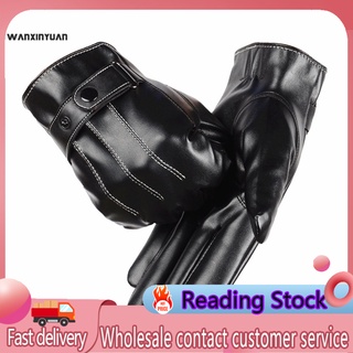 Wxy_ guantes cálidos de piel sintética para hombres/pantalla táctil de dedo completo para motocicleta