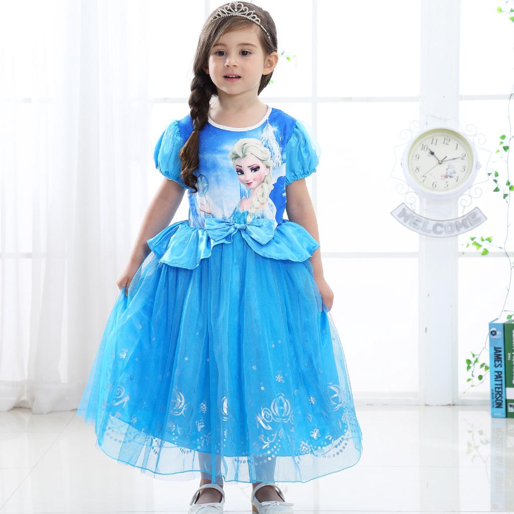 Kame Elsa Vestido De Niña Congelado Disfraz 110-150 cm 2 Princesa Niños Reina De Nieve Fiesta De Cumpleaños Cosplay Hasta w015