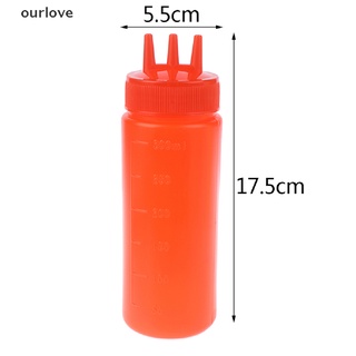 [ourlove] 3 agujeros exprimir botella salsa vinagre aceite ketchup salsa salsa dispensador de condimentos [ourlove] (9)