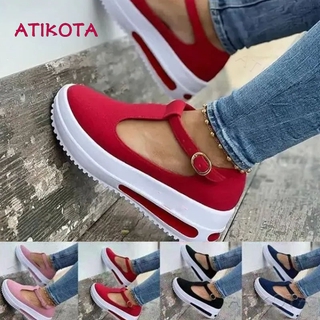 Atikota mujer moda plataforma en forma de T diseño sandalias Casual redondo cerrado puntera sandalia para señoras