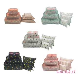 sakura 6 unids/set bolsa de almacenamiento de viaje impermeable ropa embalaje cubo organizador de equipaje conjunto