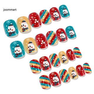 [Jm] puntas de uñas ligeras de la serie de navidad para niños DIY decoración de uñas autoadhesiva para regalo (6)