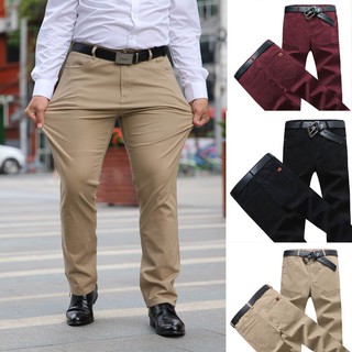 Hombres más el tamaño 28-46 algodón pantalones largos estiramiento Casual negocios