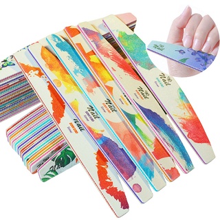 ankaina 6 unids/set lima de uñas en forma de media luna papel de lija de doble cara tampón de uñas colorido profesional herramientas de manicura para mujer