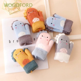 WOODFORD Windproof Baby Gloves Furry Thicken Warm Mittens Winter Cartoon Comfortable Soft Kids Girls Cotton Mittens/Multicolor