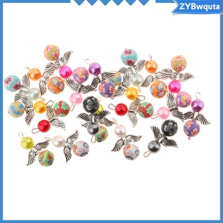 Charms 20 encantos de ángel perla polimérica perlas de arcilla colgantes DIY joyería 21x30mm