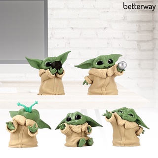 Betterway 5Pcs/Set Star Wars Mandalorian Baby Yoda Cartoon Action Figure Toy Ornament Gift