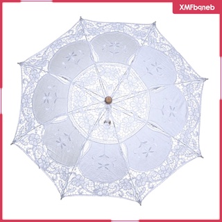 sombrilla bordado de algodón blanco vintage paraguas romántico boda señora props