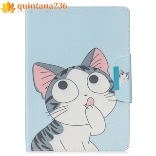 QT- for iPad 5 / 6 / 7 / 8 Tablet Case Cover PU Leather Color Painting Card Slot Buckle Stand Shell
