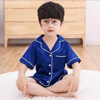 [Pijamas para niños]de verano delgado de seda Artificial aire acondicionado ropa de noche traje de niños y niñas lindo cómodo conjunto Casual