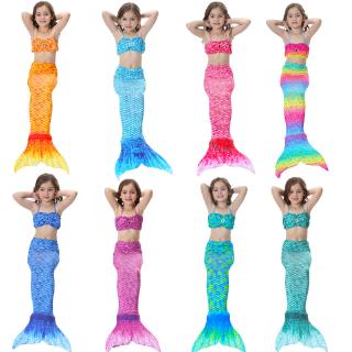 3Pcs niños pequeña cola de sirena Cosplay disfraz princesa Ariel sirena cola+Bikini+pantalones cortos conjuntos para niñas traje de baño C3198CH (1)