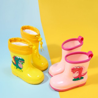 Felpa caliente de los niños zapatos de lluvia dinosaurio niños bebé antideslizante botas de lluvia de las niñas de los estudiantes de los niños zapatos de agua impermeable3347251155.my10.25 (1)
