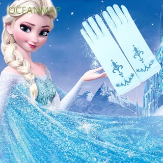OCEANMAP disfraces accesorios congelados guantes niños lentejuelas impreso Elsa guantes coronación fiestas largos 24cm guantes de dedo niñas princesa manoplas/Multicolor