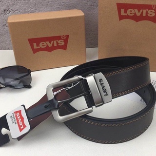 (Doble cara se puede utilizar) con caja y bolsa de papel de 120 cm Levi's cinturón de cuero para los hombres de la moda de la correa de cuero