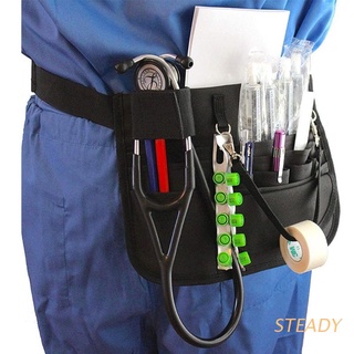 steady medica organizador cinturón - riñonera enfermera con soporte de estetoscopio y soporte de cinta - cinturón de enfermera de utilidad premium, emt, cna, np, pa - delantal de enfermera multi compartimento bolsa de cadera