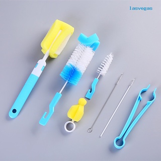 [Las] 7 pzs/juego de brochas de limpieza de biberones/cepillos de limpieza para bebés/herramienta de lavado de paja