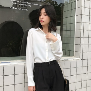 2021 primavera nueva gasa camisa blanca de las mujeres de manga larga suelta camisa de negocios diseño sentido minoría francés top