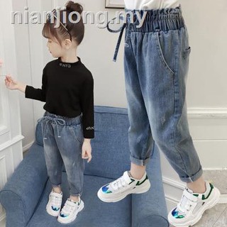 niños niñas casual cintura elástica jeans pantalones de mezclilla 3-12 años