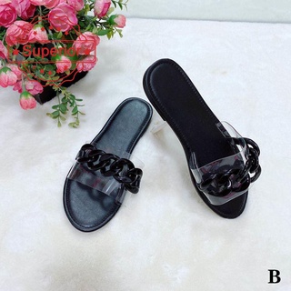 Las señoras planas zapatillas de Color caramelo anillo sandalias de moda Casual zapatillas fuera ligero usado B0I9 (1)