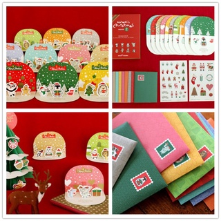 [xmas]juego de tarjetas de navidad/tarjeta de navidad con sobres y pegatinas de sellado/regalo de navidad/suministros de fiesta