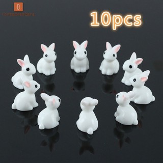 LV 10 piezas miniatura Mini conejo resina jardín hada adorno de flores maceta hogar figurita Animal D