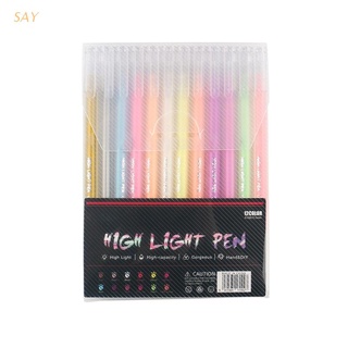 SAY 12 colores resaltador bolígrafos fluorescentes Gel pluma 0.5mm recambios arte dibujo cuenta de mano diario papelería suministros escolares