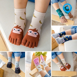 Lasvegas niños niñas Animal alimentos impresión de cinco dedos dedo cálido elástico tobillo Crew calcetines
