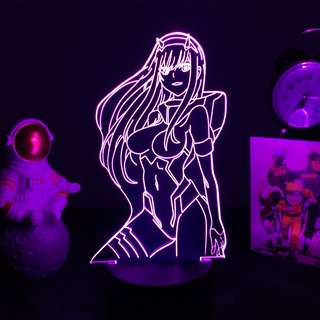 3D Anime lámpara Zero dos chica figura Led Color Variable luz atmosférica para dormitorio Decro luz de noche Darling en el Franxx
