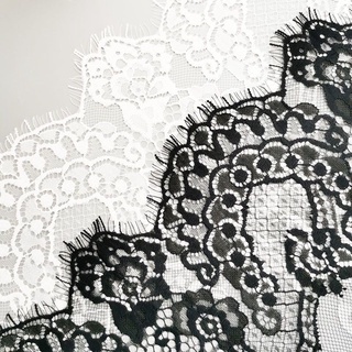 42 cm de ancho (3 metros) telas de encaje blanco y negro para vestido de novia ropa decoración hecha a mano DIY manualidades