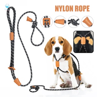 Reflective Braided Nylon Rope Tracking Dog Leash Adjustable Pet Nylon Leash for Small Medium Large Extra Heavy Dogs