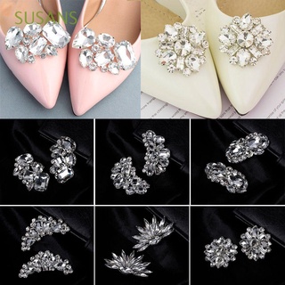 SUSANS 2PCS Women Wedding Shoe Decorations Pearl Shiny Decorative Clips Shoe Clip Rhinestone Shoe Accessories Bride Brooch Charm Buckle