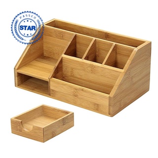 1pc escritorio caja de almacenamiento de bambú papelería organizador titular estante caso caliente oficina cosmética escritorio D8N9