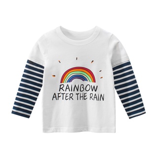 ♀Sq✲Jersey para niños, estampado de letras de cuello redondo a rayas de manga larga blusa camiseta para niñas, (9)