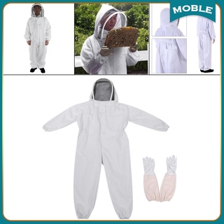 [Moble] Profesional de cuerpo completo apicultor traje de abeja protección ropa con velo seguro sombrero guardián traje +guantes de manga larga para