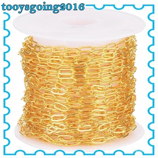 🔥Stock listo🔥[4] cadena de collares de 16 pies/rollo a granel cadena de cable de enlace a granel oro para hacer joyas (2)