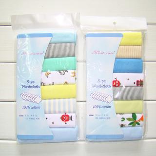 <8pcs set> toalla de pañuelo de algodón para bebé, toalla de algodón, pañuelo (21 x 21 cm)