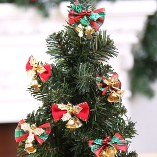Moños De moño De navidad hecho a mano con campanas De árbol De navidad decoraciones De fiesta Bow Tie regalo Diy