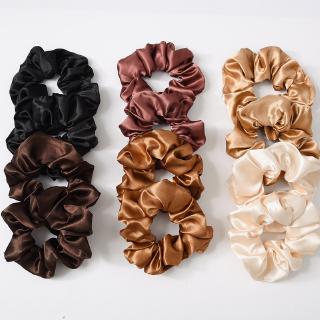 Satén de seda moda Scrunchies, Color sólido dulce bandas elásticas para el pelo, lazos de pelo cuerdas para mujeres niñas