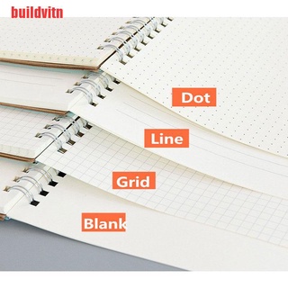 {buildvitn} cuaderno espiral A5 diario planificador de cuadrícula línea de puntos papel Kraft DIY cuaderno de bocetos LWW