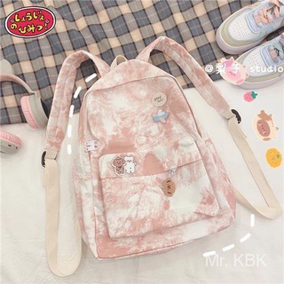 Kbk mochila escolar de estilo femenino estudiante universitario Mori todo-partido Vintage Tie-teed lona BackpackinsJapanese Junior High School mochila (1)