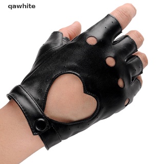 qawhite guantes de motociclistas de cuero punk para mujer sin dedos guantes de motocicleta cl