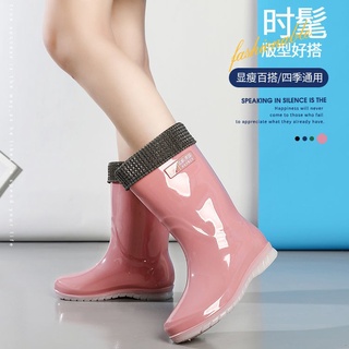 Botas de lluvia de tubo medio de las mujeres zapatos de lluvia adulto plus terciopelo caliente antideslizante zapatos de goma jalea sosoled agua liyuxia12388.my7.20