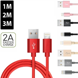 Cable cargador USB Lightning trenzado de Metal resistente colorido de 1 m/2 m/3 m/Cable de carga rápida para iPhone 11 X 8/7/6 Plus/5s/SE/Cable cargador USB de sincronización de datos/iPad