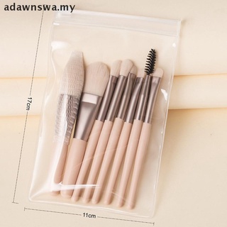 Adawa 8 pzs Mini cepillos de maquillaje Pro para principiantes mango de madera mate cepillo suave portátil.